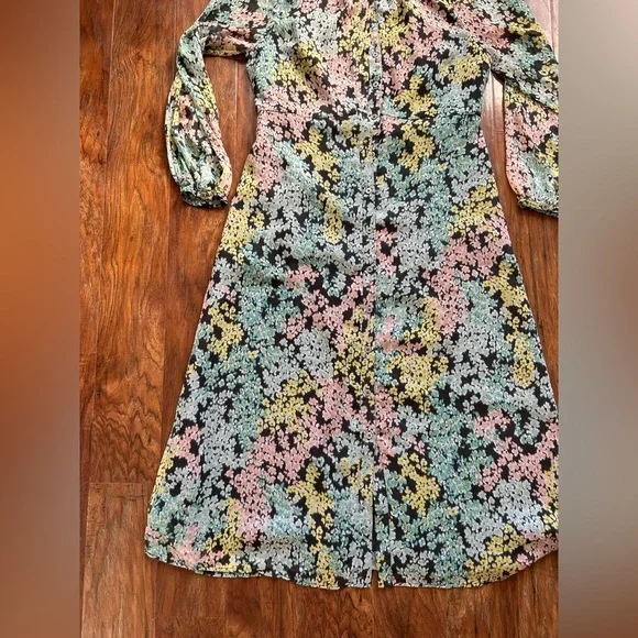 floral print midi button-down shirt dress flowy spring - Picture 4 of 11